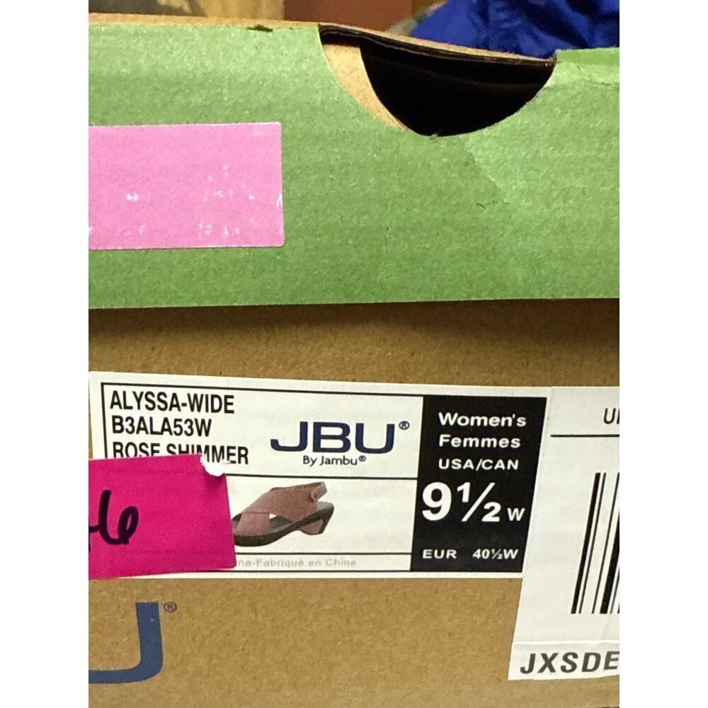JBU Jamba Alyssa Women's Sandal Wedge Pink Rose Shimmer Lightweight 9.5 Wide